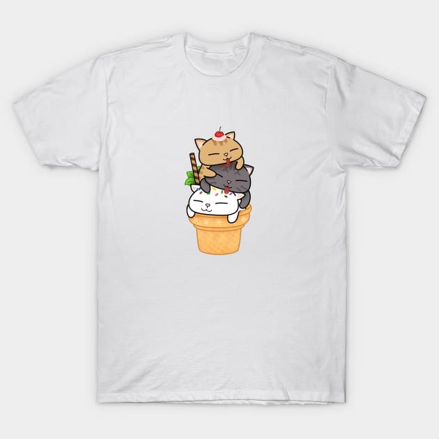 Chubby Cat Ice Cream Tower T-Shirt by Takeda_Art